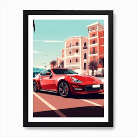 A Nissan Z In French Riviera Car Illustration 2 Art Print