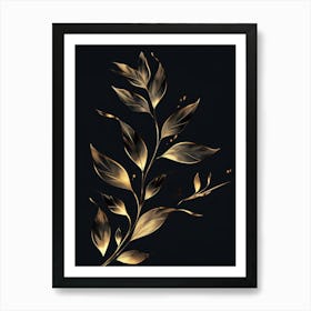 Gold Leaf On Black Background 2 Art Print