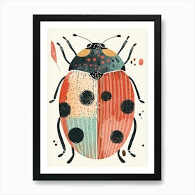 Colourful Insect Illustration Ladybug 24 Art Print