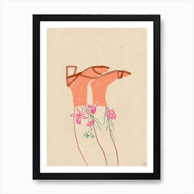 Shoes in flowers Art Print