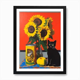 Sunflower With A Cat 3 Pop Art  Art Print