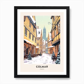 Vintage Winter Travel Poster Colmar France 1 Art Print