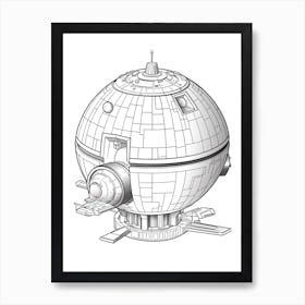 The Death Star (Star Wars) Fantasy Inspired Line Art 3 Art Print