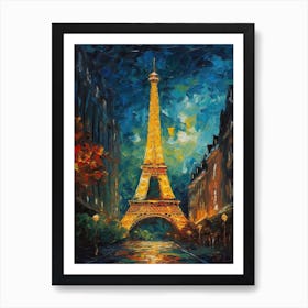Eiffel Tower Paris France Vincent Van Gogh Style 4 Art Print