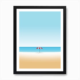 Red Umbrella On The Beach Art Print