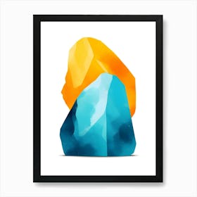 Two Colorful Rocks On A White Background Art Print