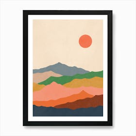 Landscape -Boho Art Sun Mountain Art Print