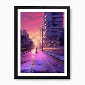 Skateboarding In Vancouver Canada Futuristic 4 Art Print