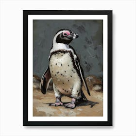 African Penguin Fernandina Island Oil Painting 2 Art Print