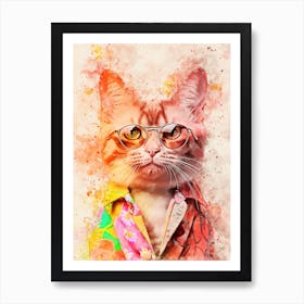 Cat With Glasses Art Print