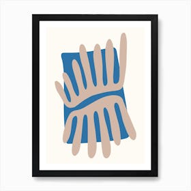 Leaves Matisse Inspired Abstract In Blue And Sand Art Print