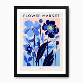 Blue Flower Market Poster Iris 3 Art Print