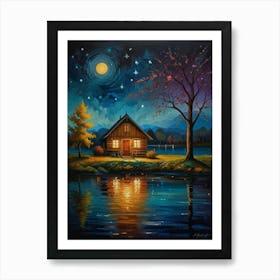 Night By The Lake 3 Art Print