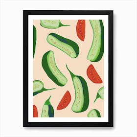 Zucchini Pattern Illustration 2 Art Print