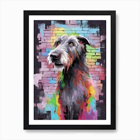 Aesthetic Irish Wolf Wolfhound Dog Puppy Brick Wall Graffiti Artwork Art Print