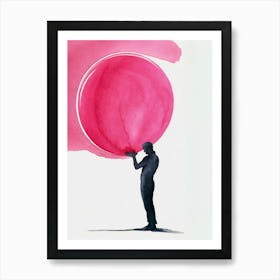 Man Holding A Pink Balloon Art Print