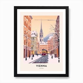 Vintage Winter Travel Poster Vienna Austria 1 Art Print