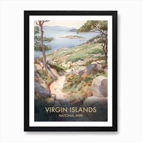 Virgin Islands National Park Watercolour Vintage Travel Poster 2 Art Print