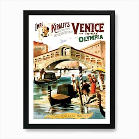 Rialto Bridge, Venice, Presentation, Travel Poster Art Print