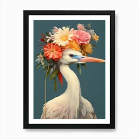 Bird With A Flower Crown Egret 4 Art Print