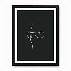 Line Art Boobs Dark Background Art Print