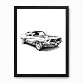 Ford Mustang Line Drawing 22 Poster