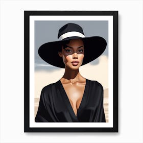 Illustration of an African American woman at the beach 76 Art Print