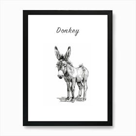 B&W Donkey 2 Poster Art Print