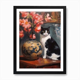 Camellia With A Cat 2 Art Print