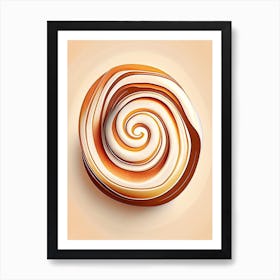 Cinnamon Bun Bakery Product Neutral Abstract Illustration Flower Art Print