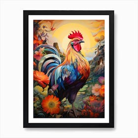 Sunrise Rooster 8 Art Print