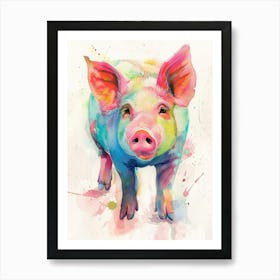 Pig Colourful Watercolour 4 Art Print