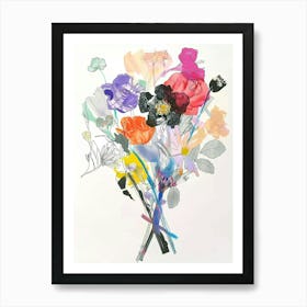 Statice 1 Collage Flower Bouquet Art Print