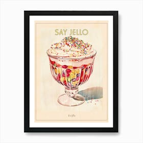 Retro Trifle With Rainbow Sprinkles Vintage Cookbook Inspired 4 Poster Art Print