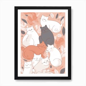 Cats Kawaii Illustration 2 Art Print