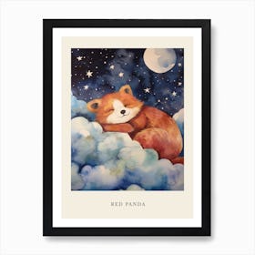 Baby Red Panda 3 Sleeping In The Clouds Nursery Poster Art Print