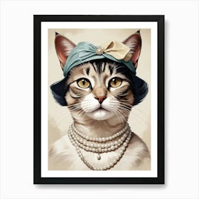 portrait of a cat from the 19th century Art Print