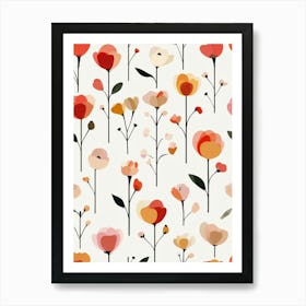 Flowers On A White Background Art Print