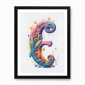 Colorful Letter E Illustration 79 Art Print