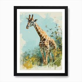 Giraffe In Nature Modern Illustration 1 Art Print
