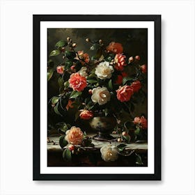 Baroque Floral Still Life Camellia 3 Art Print