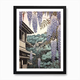 Fuji Wisteria 1 Vintage Botanical Woodblock Art Print