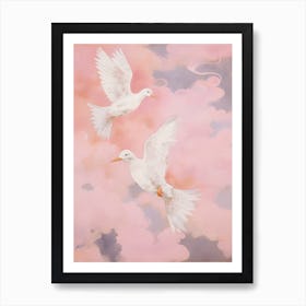 Pink Ethereal Bird Painting Dipper 1 Art Print