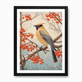 Winter Bird Painting Cedar Waxwing 4 Art Print