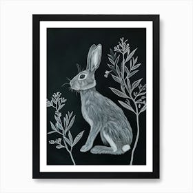 Silver Marten Rabbit Minimalist Illustration 4 Art Print