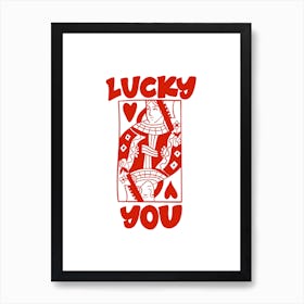 Lucky You, Red, Playing Cards, Art, Design, Wall Print Art Print