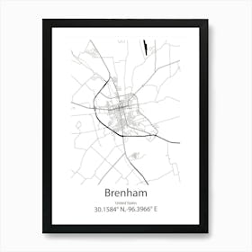 Brenham,United States Minimalist Map 1 Art Print