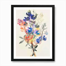 Bluebonnet 1 Collage Flower Bouquet Art Print