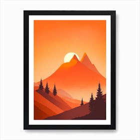 Misty Mountains Vertical Composition In Orange Tone 143 Art Print