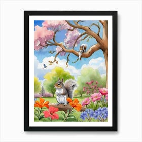 Squirrel In The Spring Art Print